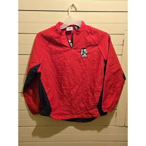 Majestic Pullover Windbreaker Mens S16 Red Embroidered Logo Half Zip Lightweight